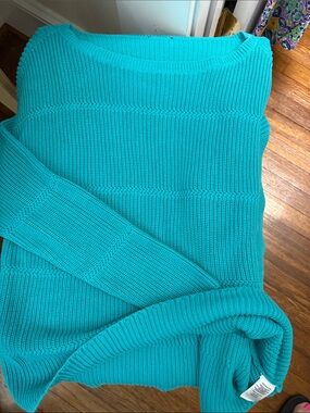 Talbots Teal Ribbed Crewneck Sweater